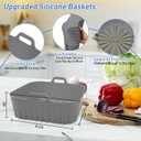 2 PCS Silicone Air Fryer Liners 9 Inch Square Easy Cleaning Airfryer Silicone Liners for 6-9 QT Frying Basket, Heat Resistant Reusable Ninja Air Fryer Accessories (Grey+Green), 9"L x 8.2"W