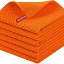 Homaxy 100% Cotton Waffle Weave Kitchen Dish Cloths, Ultra Soft Absorbent Quick Drying Dish Towels, 12 x 12 Inches, 6-Pack, Orange