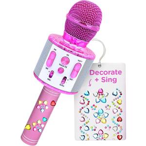 Move2Play, Kids Karaoke Microphone | Includes Stickers & Bluetooth | Kids Birthday Gift | Toy for All Ages 2, 3, 4, 5, 6+ Year Old Girls, Boys & Toddlers (White/Pink)