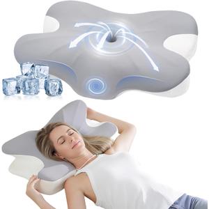 Cervical Neck Pillow for Neck Pain Relief, Ergonomic Orthopedic Neck Pillow for Sleeping, Memory Foam Contour Side Sleeper Pillow with Breathable Cover for Neck & Shoulder Support