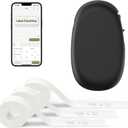 SUPVAN E10 Bluetooth Label Maker Machine with 3 Tapes, Continuous Waterproof Label, Versatile App with 35 Fonts and 1k+ Icons, Inkless Labeler for Home, Kitchen, School, Office Organization, Black