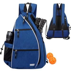 Sucipi Pickleball Bag - Men's & Women's Pickleball Backpack, Adjustable Sling Bag w/Fence Hook/Large Capacity/Safety Pocket (Medium, Blue)