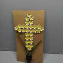 Solar Cross Garden Lights Outdoor Decorative - Solar Metal Cross Yellow Hydrangea Flower Stake Lights Waterproof 28 Warm White LEDs for Remembrance Gifts & Sympathy Gifts