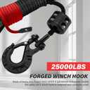 TYT Off-Road Winch Rope Kit - 1/4''x50', 10000 Lbs Black Synthetic Cable with Protective Sheath, Heavy-Duty Hook, Safety Pull Strap & Rubber Stopper Ideal for 4WD ATV UTV Vehicles, Grey, (JPS1450IG)