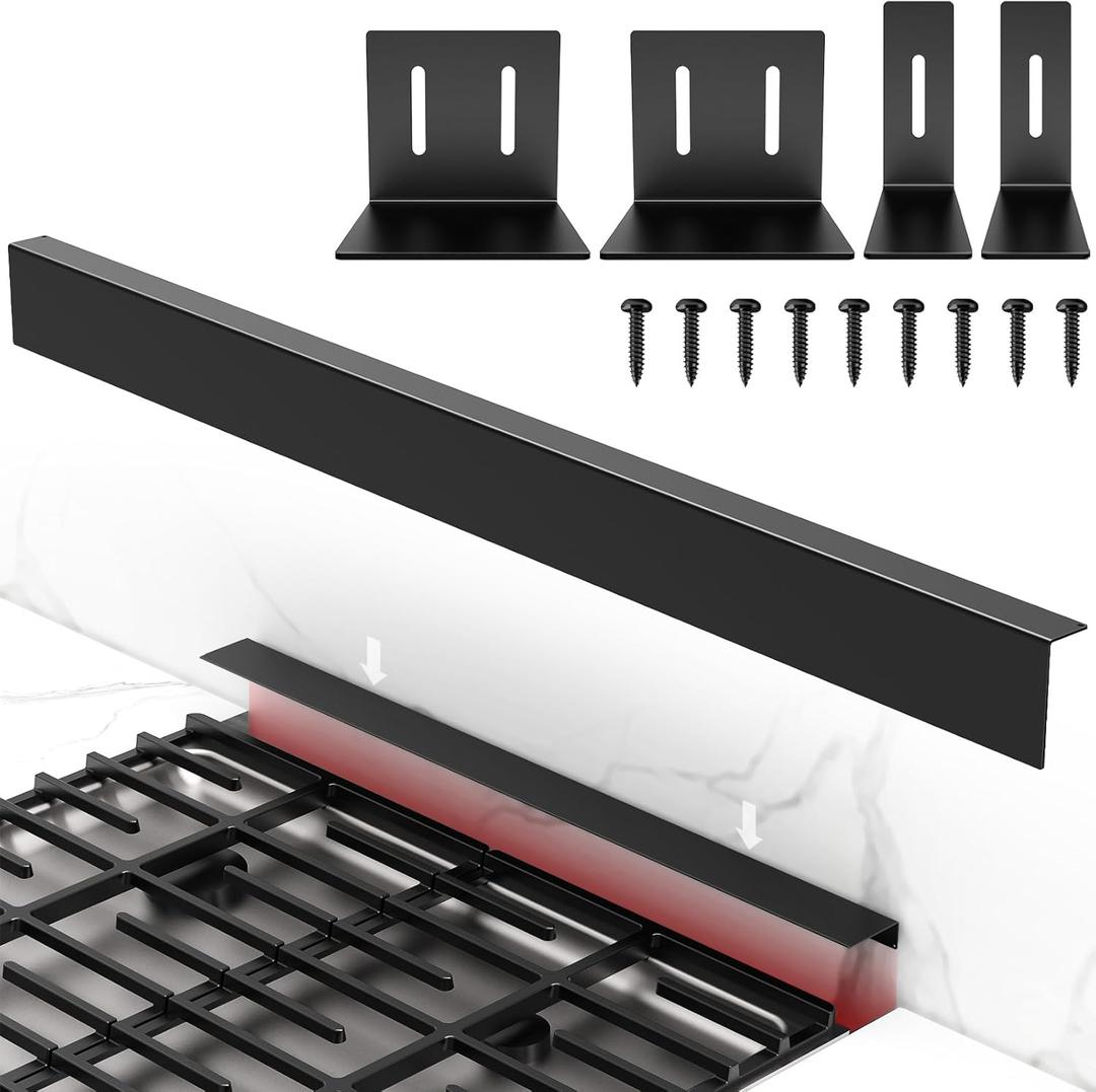 30" Stove Gap Filler, Kitchen Stove Gap Covers, Slide-in Range Rear Filler Kit for Most Brand Kitchen Stoves, Easy Install, Easy to Wipe (Black)