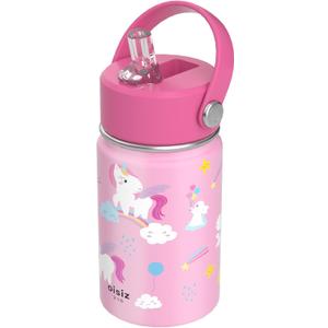 OISIZ Kids Water Bottle with Straw Lid 10oz, Vacuum Insulated 316 Stainless Steel Water Bottles for Kids for School, Leakproof Water Bottle, BPA Free and Keep Cold for 24 Hours (unicorn)