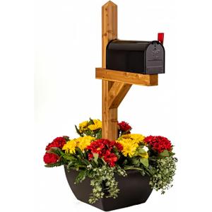 SnapPot Mailbox Planter Box – Fits True 4x4 (3.5") & 6x6 (5.5") Posts, Wrap-Around Resin Planter, 24” 16 Gallon, Tuxedo Black