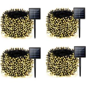 4 Pack Solar String Lights for Outside, 170 FT Total 480 LED Solar Chrismas Lights Outdoor with 8 Modes & Memory Function, Waterproof Twinkle Light for Xmas Tree Yard Party Decorations (Warm White)