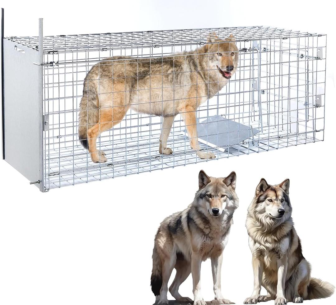 57" Large Humane Live Animal Trap, Collapsible Animal Catcher Cage for Large Dogs up to 55 pounds, Foxes, Coyotes, Bobcat, Similar Sized Animals
