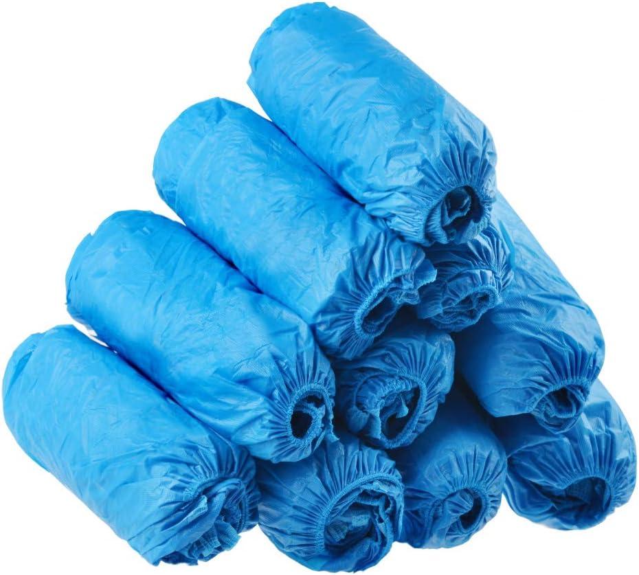 100 Pack Disposable Hygienic Boot & Shoe Covers 100 pack(50 Pairs)|Waterproof Slip Resistant Non-Slip, Durable for Construction, Workplace, Indoor Carpet Floor Protection,One Size Fits Most Blue