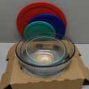 Pyrex Sculpted (3-Pack) Glass Mixing Bowls Set With Plastic Lids For Prepping, Baking and Cooking, Preheated Oven, Dishwasher, Freezer, and Microwave Safe