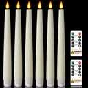 Homemory 9.6 Inches Waxy Flameless Taper Candles with Remote Timer Dimmer, Flickering LED Candlesticks, Battery Operated Window Candle for Christmas Wedding Home Decor, Ivory, 6 Pcs