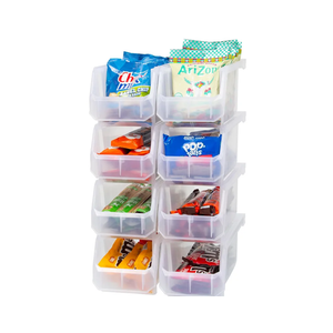 Plastic Containers for Organizing and Storage Bins for Closet, Kitchen, Office, Garage or Pantry Organization, Stackable Bins, Medium (11" x 5" x 5.5"), 8-Pack, Clear