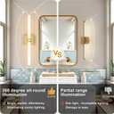 Bathroom Light Fixtures,Gold 18W LED 360 Full Lighting Modern Wall Sconce Vanity Ligh with 5-Color Dimmable 3000K-6000K, 22.05inch Vanity Lighting for Bath, Powder Room, Bedroom, Hallway