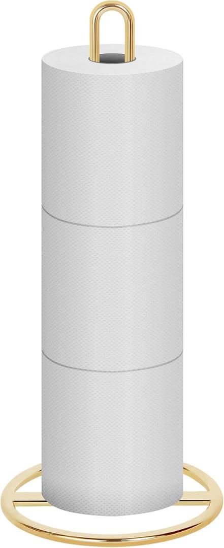 Gold Toilet Paper Holder Stand, OBODING, Freestanding Toilet Paper Holder for Storing 3 Rolls of Toilet Papers (Gold)