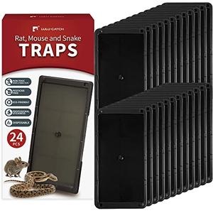 LULUCATCH Super Glue Traps 24 Pack for Mice & Snakes, Larger, Heavier Sticky Traps with Non-Toxic Glue. Sticky Mouse Traps Indoor, Easy to Set, Pet Safe Pest Control