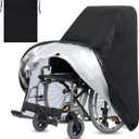 Electric Wheelchair Cover Waterproof Heavy Duty Dustproof Mobility Scooter Storage Cover for Travel Power Wheelchair Dust Protective Covers with Storage Bag Prevent Rain Wind Sun UV for Indoor Outdoor