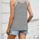 Women's Striped Tank Tops Halter Neck Summer Casual Loose Fit Color Block Sleeveless Shirt Top (Blue, XL)