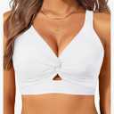 Women's Bikini Top - Supportive Swimsuit for Large Bust - 2025 Cut Out Twist Swim Top,White, L