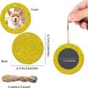 2 x MixTeach 12 Pieces Christmas Photo Frame Ornaments Round Glitter Holiday Picture Frame Gifts and Tree Decoration for Christmas Party Favor (Gold)