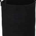 XUANGUO Black Cotton Rope Laundry Basket Hamper for Clothes Woven Storage Basket for Living Room Bedroom Boho Tall Rope Baskets for Blanket Toys Pillow Towels Baby Nursery Hamper Bin Large (Regular)