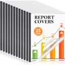 25 Pack Report Covers with Sliding Bar, Clear Report Covers for A4 and Letter Size Paper, Presentation Folders Resume Document Covers for School Office, Black