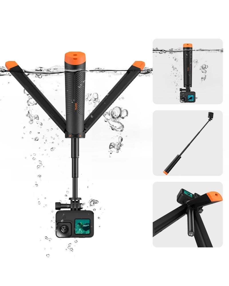 TELESIN 4 in 1 Selfie Stick Floating Hand Grip Tripod Waterproof Extendable Selfie Monopod for GoPro Hero 13, 12, 11, 10, 9, 8, DJI OSMO Action 5 Pro 4 3, Insta360 Ace Pro 2 and Most Action Camera