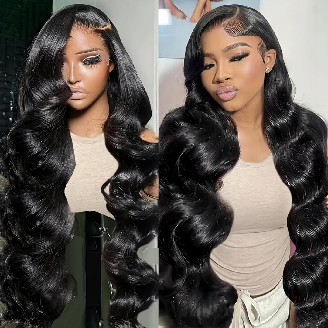 30 Inch 13x6 Lace Front Wigs Human Hair 220 Density Body Wave Lace Front Wigs Human Hair Brazilian Natural Black HD Lace Frontal Body Wave Wig Pre Plucked for Women