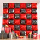 36pcs Red & Black Square Foil Balloons - Double-Sided Mylar Balloon Backdrop Kit for Birthdays, Graduation 2025, New Year, Photo Booth Decor (9.5ft x 9.5ft Checkered Wall/Tunnel)