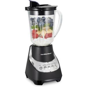 Hamilton Beach Wave~Action Quiet Blender, 48 oz. Glass Jar, 12 Blending Functions, Black, R53530 