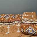 WONGS BEDDING 3 Pieces Quilt Set Queen Size, Burnt Orange/Rust Quilt Bedspread Lightweight Bohemian Coverlet Set with 2 Pillowcase, Soft Pumpkin Geometry Printed Bedding Set for All Season 96"×90"