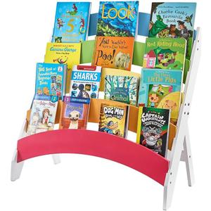 Stoneandegg Wooden Kids Bookshelf, Rainbow Book Shelf for Kids Rooms, 4 Tier Toddler Storage Book Rack, Montessori Bookcase for Playroom, Nursery, Living Room