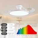 AHAWILL Retractable Ceiling Fan with Lights,42 Inch Low Profile Ceiling Fan with Remote Control,Retractable Blades,Dimmable Full Spectrum,Modern Fandelier for Bedroom Living Room Dinning Room,White