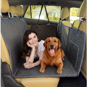 Dog Seat Cover for Back Seat Hard Bottom, XL Backseat Extender for Large Dogs (+420 lbs), Waterproof Dog Car Hammock with Door Protectors, Non-Slip Heavy-Duty Pet Seat Cover for Truck, SUV & Car
