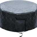 Insulated Inflatable Hot Tub Cover Round Full Coverage Hot Tub Thermal Cover Cap Dustproof Outdoor Energy Saving Spa Covers with Zipper Door and Adjustable Strap for Keeping Warm (Black, 73"D x 28"H)