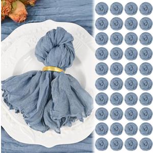 100 Pack Dusty Blue Cheesecloth Napkins 20"x20" Boho Washable Cloth Napkins Set of 100 Wrinkled Cheese Cloth Napkins Gauze Dinner Table Napkin for Wedding Party Baby Shower Birthday Decor