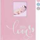 Lanpn Baby Photo Album 4x6 300 Pockets, Linen Hardcover Newborn Memory Book with Memo Writing Area, Bebe Photobook, Slip-in Picture Book, Ultrasound Album Keepsake Gifts for Girl Baby Shower Pink