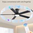 52 Inch Black Flush Mount Ceiling Fan with Light, 3CCT Dimmable LED, 6-Speed Remote Control, Reversible Motor,Quiet Low Profile Energy-Efficient for Bedroom & Living Room,ETL Listed