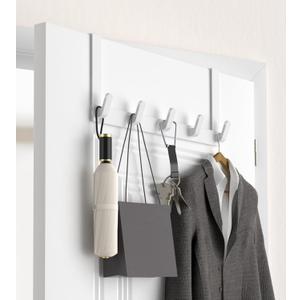 KitchLife Over The Door Hooks Hanger with Extended Arms for Easy Use by Women, Fits 1 3/4" Doors, L18U - Bathroom Accessories and Towel Rack Organization - 1 Pack, White