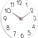 cicininc 12 Inch Wall Clock - Wooden Silent Wall Clocks Battery Operated Non Ticking, Modern Simple Clock for Bathroom, Office, Bedroom, Home, Kitchen, Living Room(12"-White)