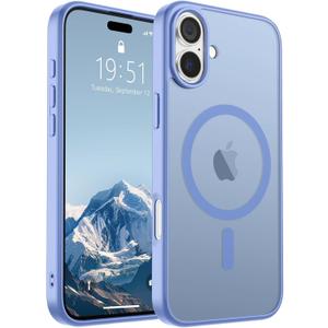 SUPFINE Magnetic for iPhone 16 Case (Compatible with MagSafe) (Military Grade Drop Protection) Slim Translucent Matte Shockproof with Anti-Fingerprint Phone Case,Blue Purple