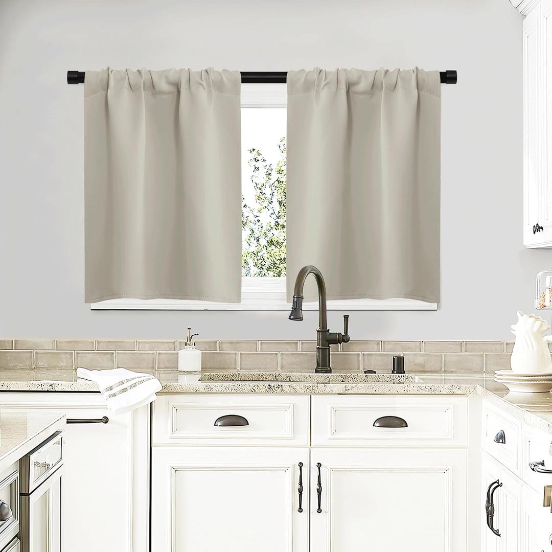 NICETOWN Blackout Curtains for Living Curtains, Room Darkening Window Curtain Panels, Easy-Care Solid Thermal Insulated Draperies/Drapes for Daughter Room (Natural, 2 Panels, 29 by 20), Natural 