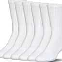 Under Armour Adult Cotton Crew Socks, Multipairs (Large, White/Gray (6-pairs))