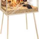 PROLEE Hamster Cage Wooden Chew Proof, Extra Large Mice and Rat Habitat Openable Top with Acrylic Sheets Solid Built Small Animal Cage with Leg Stands, 40 Inch Long