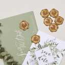 UNIQOOO Wax Seal Stickers - Eucalyptus Wedding Invitation Envelope Seal Stickers, 50 Pcs Self- Adhesive Antique Gold Stickers, Perfect for Invitation, Christmas, Gift Wrapping, Party
