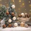 Yunlly 24 Pcs Textured Christmas Ball Ornaments 2.36'' Neutral Christmas Tree Decor Modern Vintage Brown Hanging Decor Shatterproof Home Ornaments for Rustic Large Farmhouse (Classic Color)