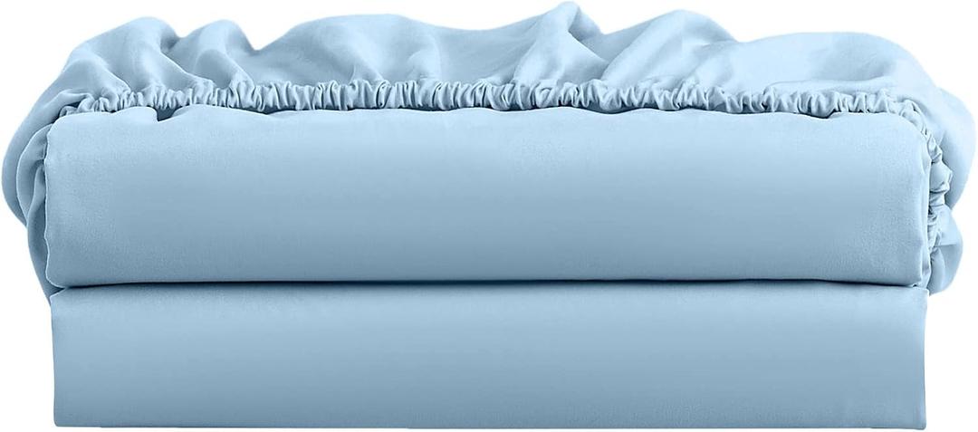 FreshCulture Twin Fitted Sheet Only 2 Pack - Hotel Quality Fitted Sheet Twin Size - Ultra Soft & Breathable - Brushed Microfiber - Deep Pocket - Cooling Fitted Sheets for Twin Size Bed (Light Blue)