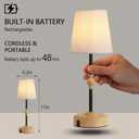 Cordless Rechargeable Table Lamp with Dimmer,Portables Battery Operated Table Lamp,Touch Dimmable Desk Lamp with USB Port,Bedside Night Lamp for Patio Camping Restaurant Home (Wood Grain)