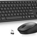 LeadsaiL Wireless Keyboard and Mouse Combo, Full-Sized Ergonomic Computer Keyboard, 2.4GHz Cordless Keyboard Silent Mouse Set with 2-in-1 USB Receiver, 12 FN Shortcuts for Windows Laptop, PC/Mac-Black