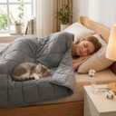 AN Cooling Weighted Blanket for Adults, 60" x 80" 15lbs Queen, Gra